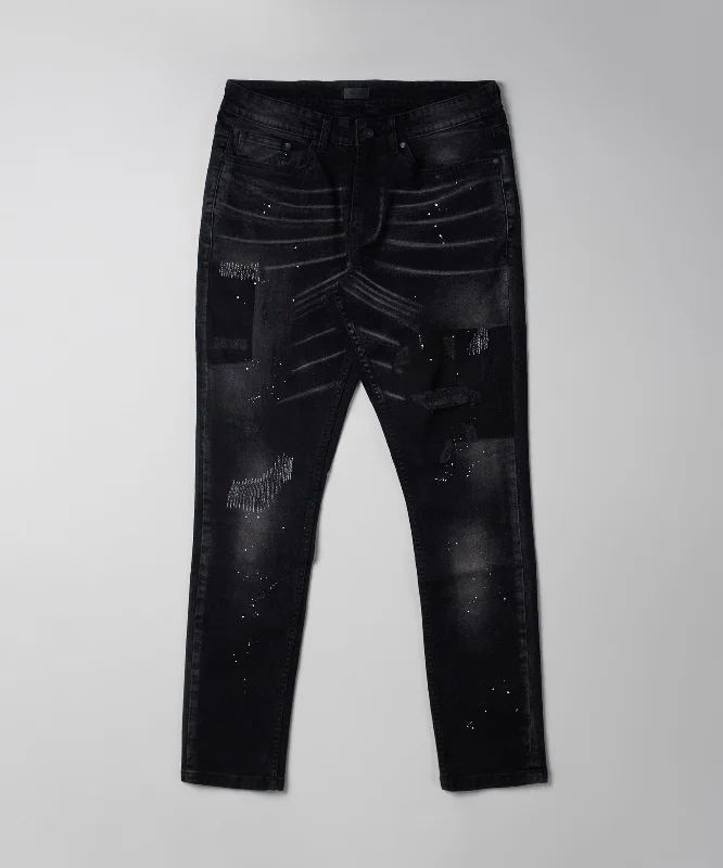 Nighthawk Ripped Detail Black Denim Jeans