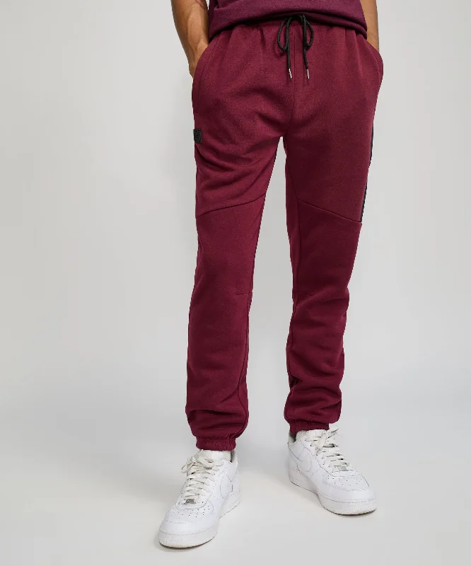 Haram Slim Fit Light Grey Jogger With Zip Detail - Burgundy