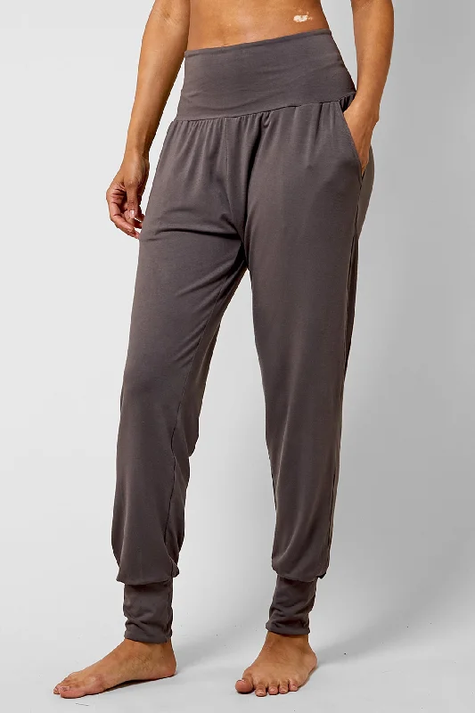 Lightweight Yoga Loose Side Pockets Cuffed Pant Mink