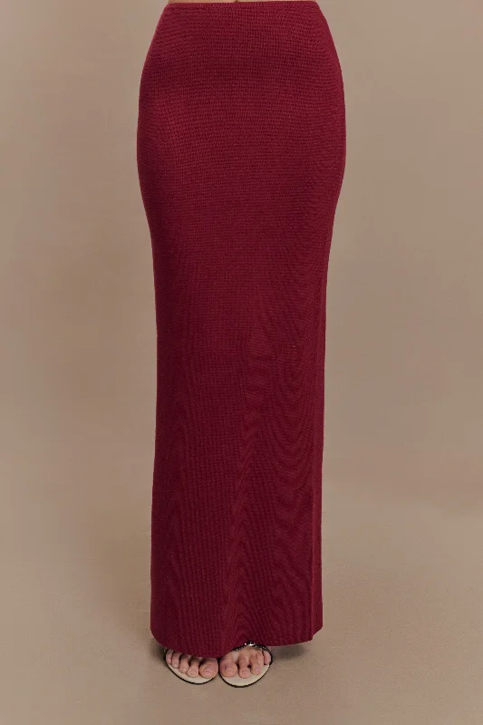 Kyle Knit Maxi Skirt - Cherry Red