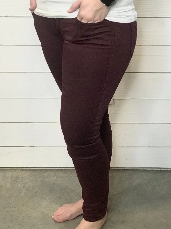 Wine skinny jeans