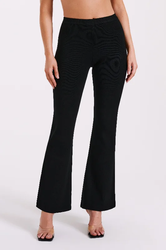 Rosetta Flare Knit Pants - Black