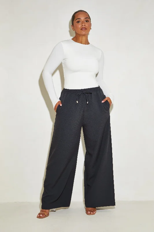 High Waisted Wide Leg ‘Mila’ Trousers - Black