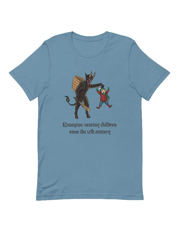 Krampus Scaring Kids T-shirt | Steel Blue