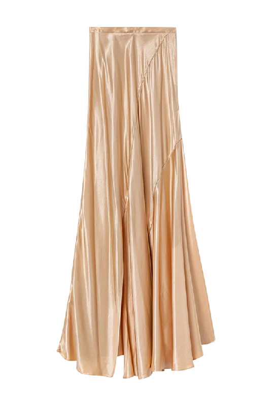 Bias-cut Asymmetrical Silky Peach Skirt