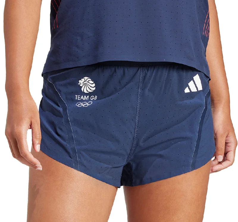 adidas Adizero Team GB Womens Split Running Shorts - Blue