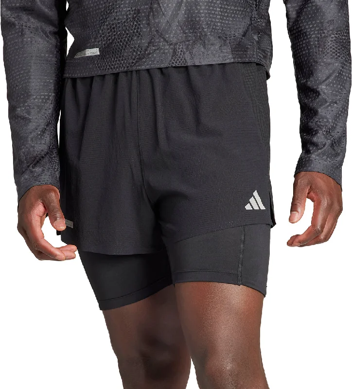 adidas Ultimate 2 In 1 Mens Running Shorts - Black