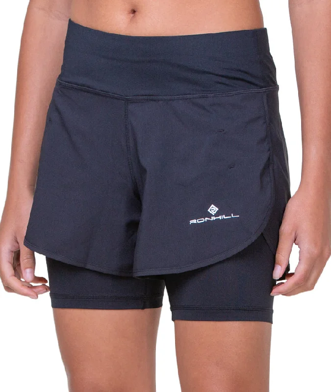 Ronhill Tech 4.5 Inch Twin 2 in 1 Womens Running Shorts - Black