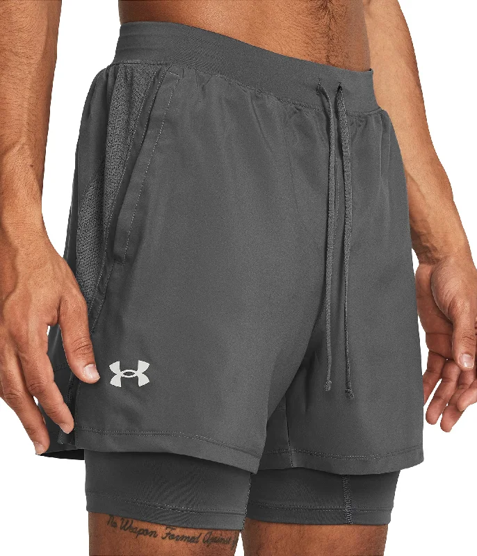 Under Armour Launch 2 In 1 Mens Running Shorts - Grey