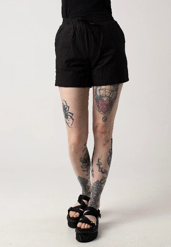 Urban Classics - Ladies Seersucker Black - Shorts