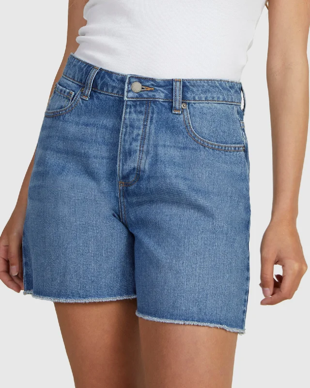 Womens Wren Mid Indigo Denim Shorts