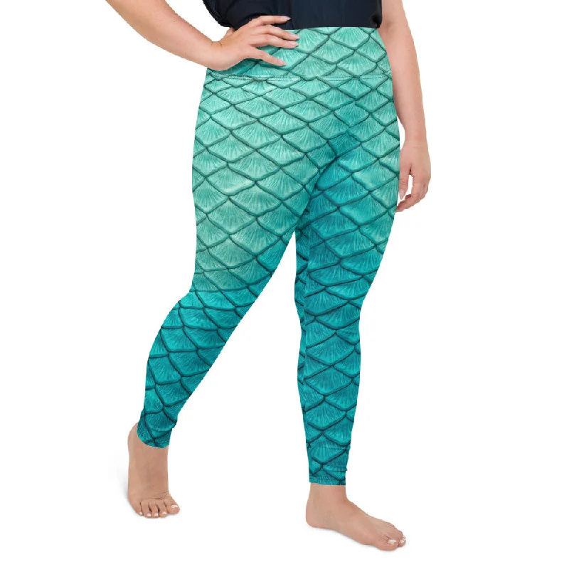 Sea Sapphire Print Plus Size Leggings