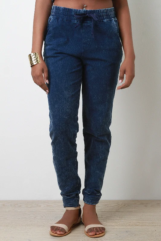 Elastic Waist Denim Jogger Pant